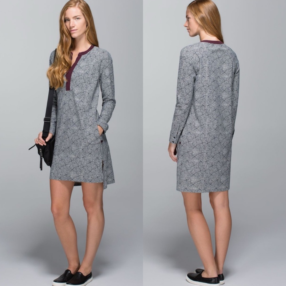 Lululemon Travel Dress Long Sleeve Pockets‎ Womens Size 4 Shift Relaxed Fit Boho